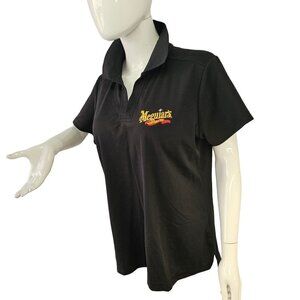 Meguiars Womens Polo Shirt by Devon & Jones V Neck Short Sleeve Sz XL Navy Blue